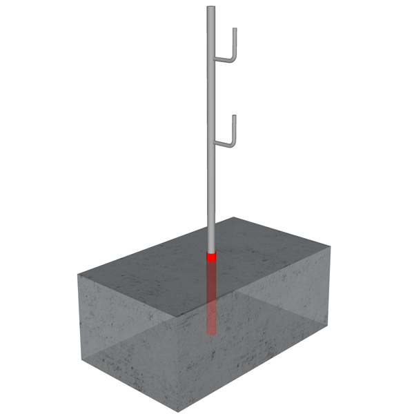Réservation de pied de garde-corps - tube en acier de diamètre intérieur 26 MM - hauteur 500 MM - 25 unités