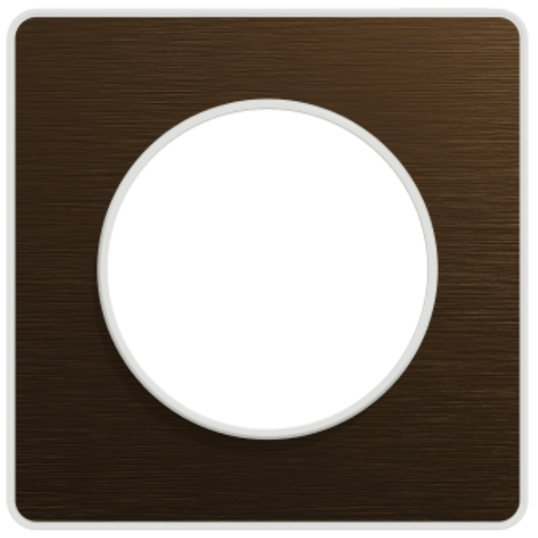 Plaque de finition simple Schneider Odace Touch pour 1 poste encastré - bronze brossé liseré blanc