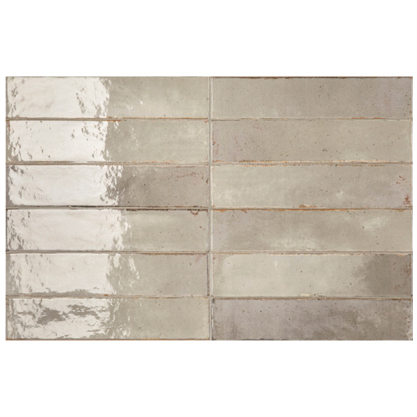 Faïence brillante effet zellige - Raku - 27,0 CM x 6,0 CM - ép. 8,00 MM - Greige