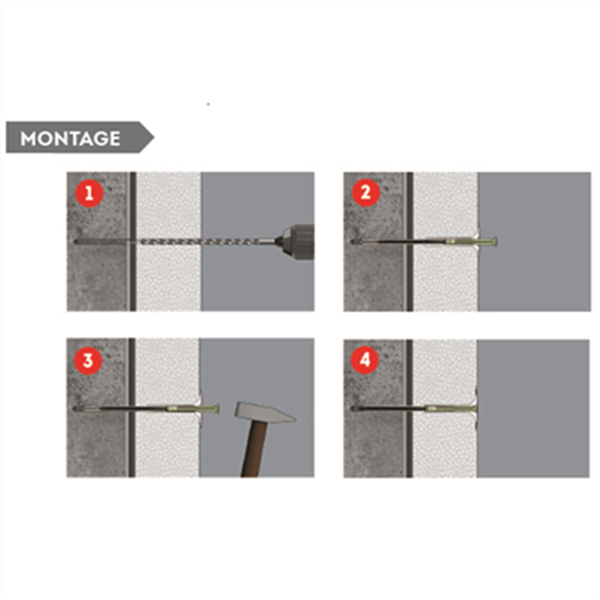 Cheville à frapper clou métallique IFXF-1 Parex - Fixation isolant - L. 175 MM - Boîte de 100 pièces