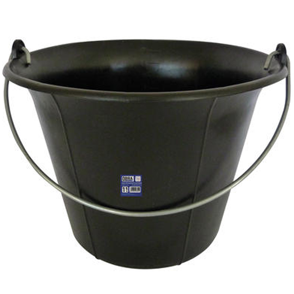 Seau caoutchouc gradué Obra avec anse 7 mm capacité 12 litres noir