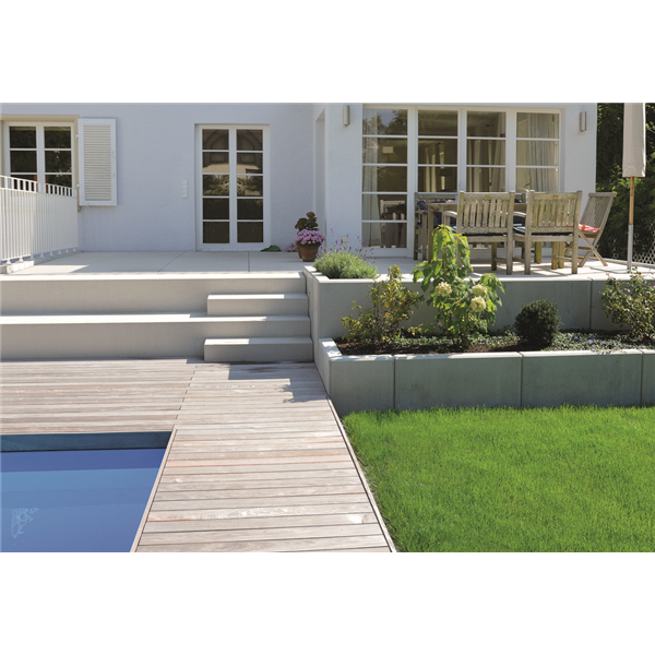 CONTURO-MUR EN L BETON GRIS LISSE (L49)   H.55