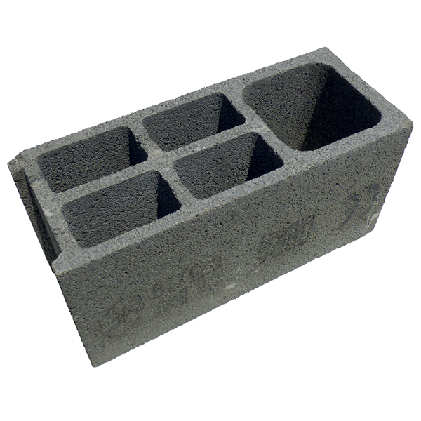 Bloc béton creux poteau 500 x 200 x 250 mm - B40 OBRA - 3 parois 5 trous