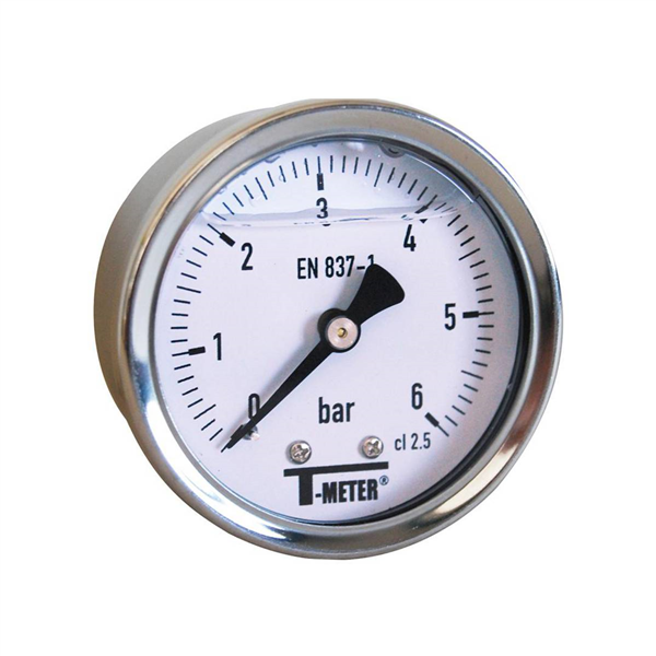 Manomètre à bain de glycérine Ø 63 mm - Axial - 0 à 6 bars