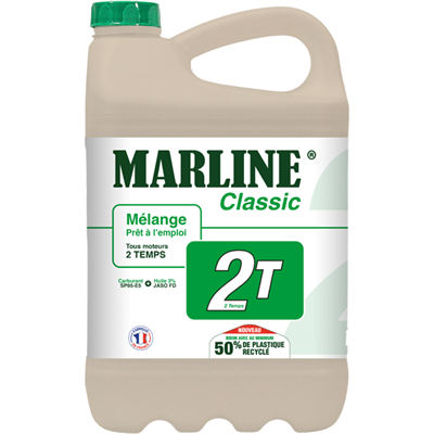 Mélange prêt à l'emploi pour moteurs 2 temps - Marline Classic 2T - Super carburant 95E5 + lubrifiant 3% - Bidon de 5 litres