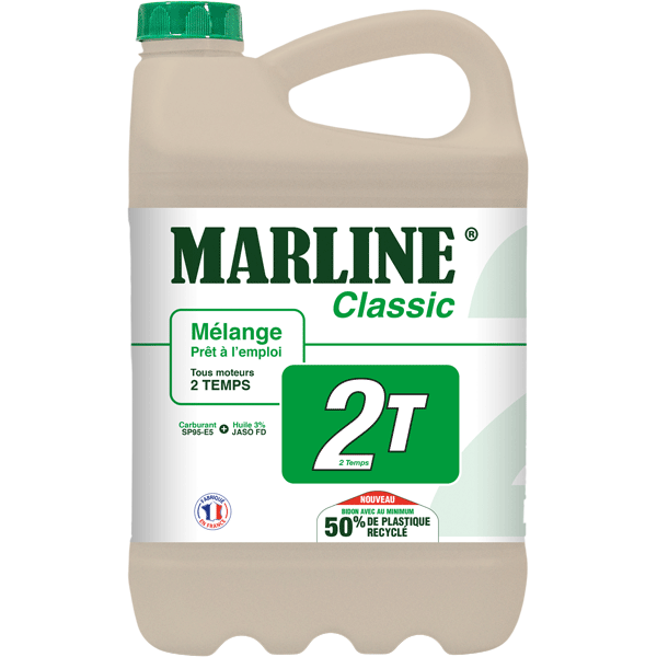 Mélange prêt à l'emploi pour moteurs 2 temps - Marline Classic 2T - Super carburant 95E5 + lubrifiant 3% - Bidon de 5 litres