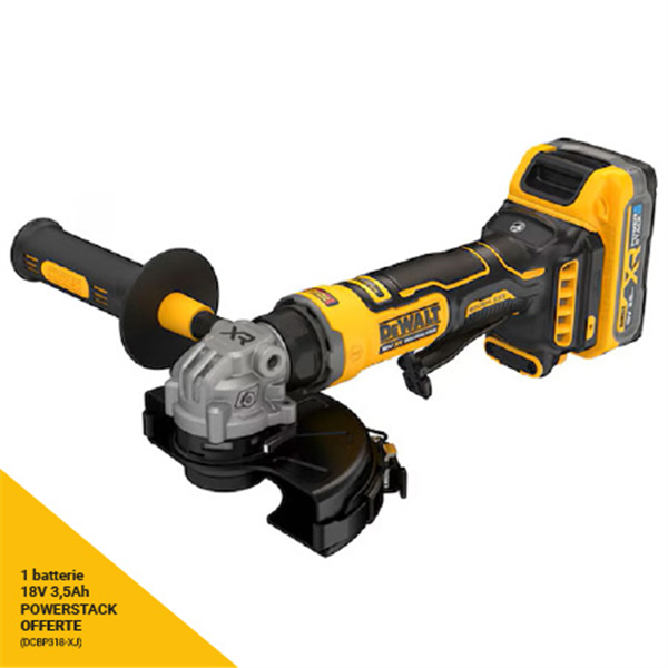 Meuleuse d'angle sans fil 18V 125 mm - DCG404S2T-QW Dewalt - En coffret avec 2 battries 3,5 Ah Powerstack et chargeur