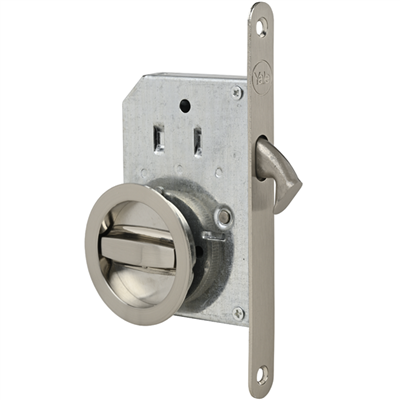 Kit serrure et poignées cuvettes Yale pour porte coulissante à condamnation - finition nickel brossé - axe à 50 mm