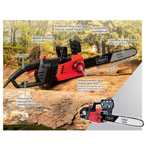 Tronçonneuse électrique Scheppach CSE2700 2700 W 230 V longueur 45,5 cm