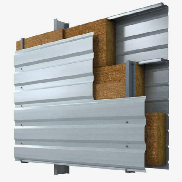 Panneau isolant en laine de roche pour bardage métallique double peau - Rockbardage Nu LD - R= 3,90 m².K/W - 1,35 M x 0,40 M - ép. 130 MM