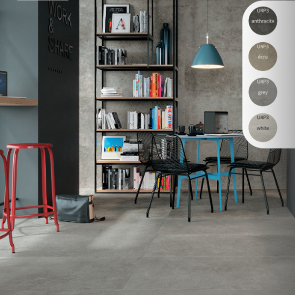 Carrelage intérieur effet béton en grès cérame - Codec - 60,0 CM x 60,0 CM - ép. 8,00 MM - Blanc