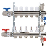 Collecteur STC Ø 1"- 5circuits Ensemble complet-Laiton Chromé