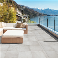 Carrelage extérieur antidérapant effet pierre en grès cérame émaillé - Tourmalet Grip - 45,0 CM x 45,0 CM - ép. 9,20 MM - Blanco