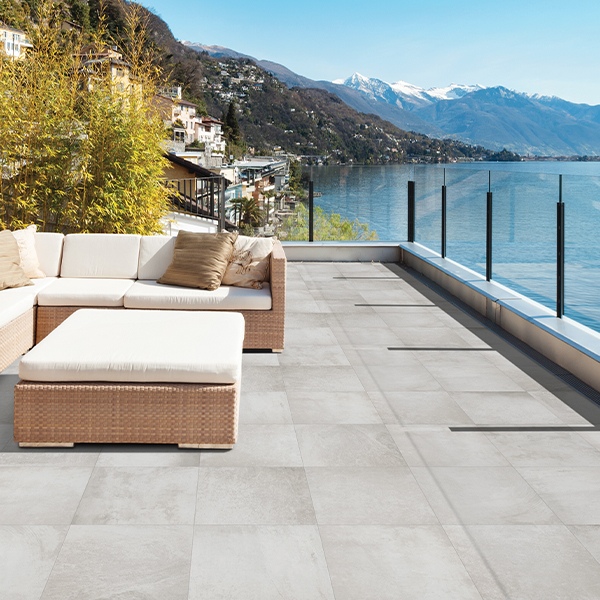 Carrelage extérieur antidérapant effet pierre en grès cérame émaillé - Tourmalet Grip - 45,0 CM x 45,0 CM - ép. 9,20 MM - Blanco