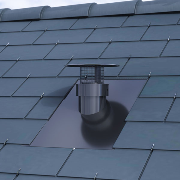 Ventilation primaire Ventélia Sanit'air pour réseaux d'assainissement - Toit ardoise - Pente 35 à 45° - Coloris noir