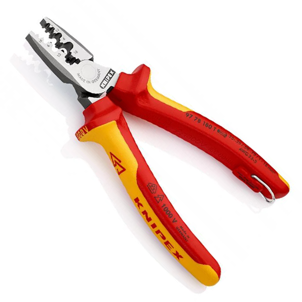 Pince à sertir pour embouts de câble de 0,25 à 16 mm²  - 97 78 180 Knipex - Isolée 1000V