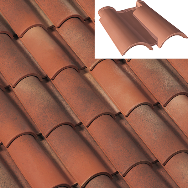 Double tuile Galléane 12 - grand moule fort galbe terre cuite - Rouge occitan