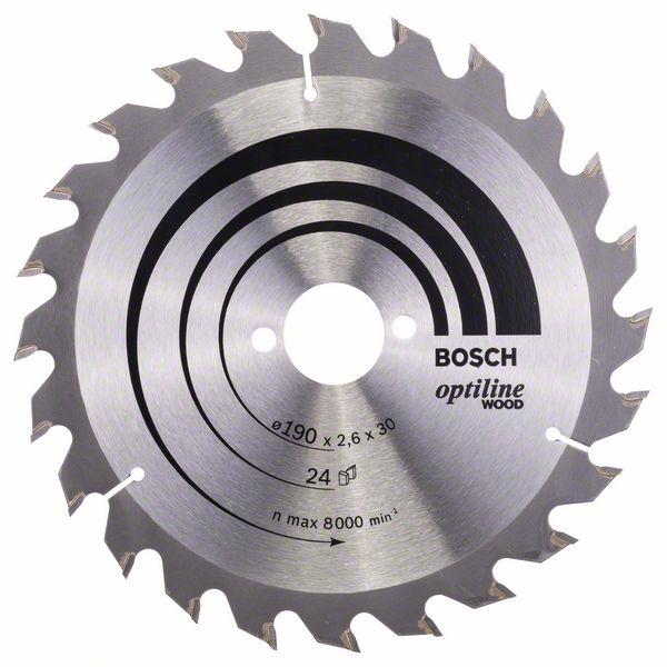 Lame scie circulaire Bosch Optiline Wood bois 190 x 30 x 2,6 mm 24 dents