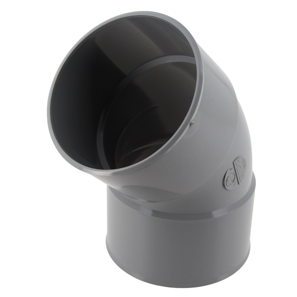 Coude d'évacuation à 45° Femelle/Femelle - PVC gris - diamètre 140 mm - Nicoll