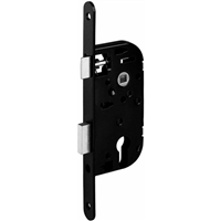 Serrure à encastrer à cylindre européen certifiée NF Abus - réversible - noire - entraxe 70 mm axe 50 mm