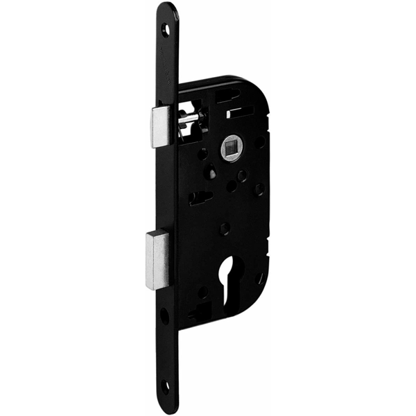 Serrure à encastrer à cylindre européen certifiée NF Abus - réversible - noire - entraxe 70 mm axe 50 mm