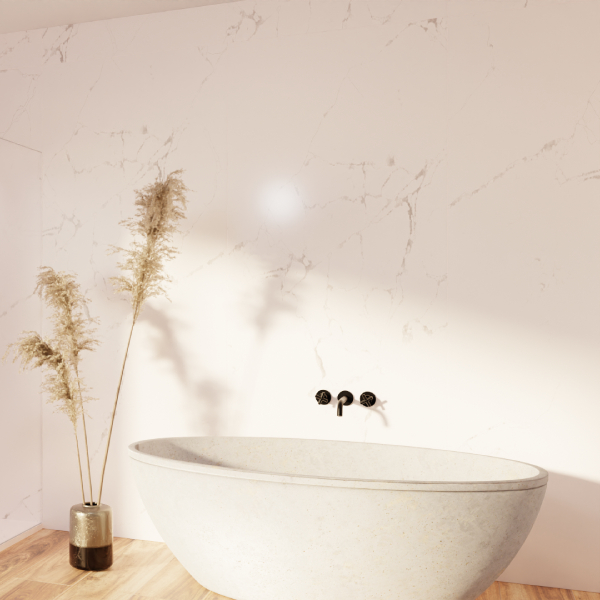 Panneau mural effet marbre étanche - 250 x 100 cm - Blanc - ép. 3 mm