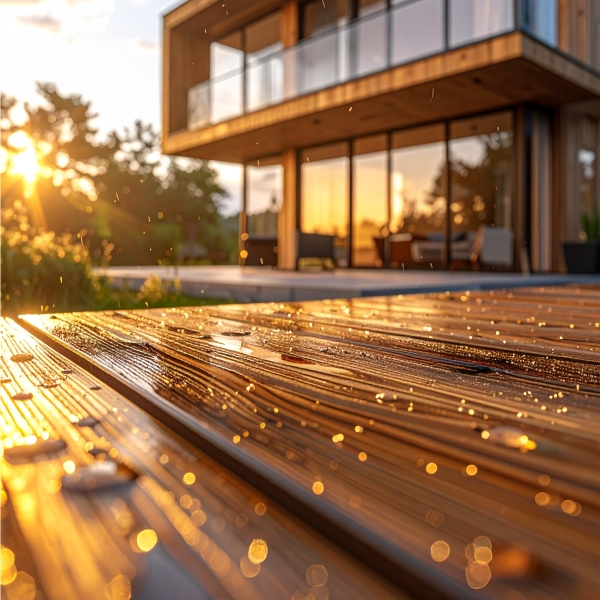 Lame de terrasse en bois hydrofugé - Orkka - Pin traité Classe 4 - 147 x 27 mm - Longueur 3,90 m