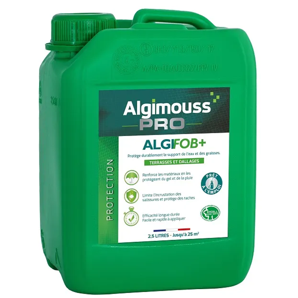 Imperméabilisant dallage et sol extérieur - Algifob + - prêt à l'emploi - bidon de 2,5 LTR