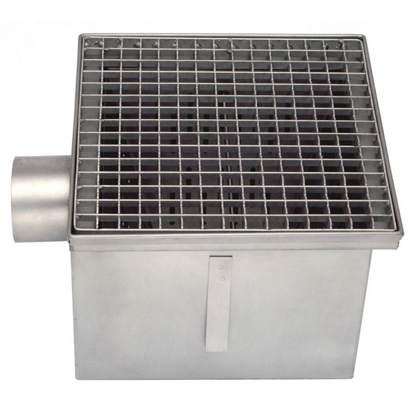 SIPHON 350X350 SORTIE LAT 100 MM GRILLE BARREAUX PANIER 35100LPCHB