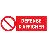 Panneau de signalisation adhésif Défense d'afficher Taliaplast PS choc rigide 330 x 200 mm