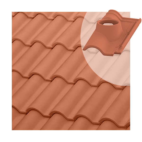 Tuile à douille TB-12 Tejas Borja - Ø  intérieur 130 mm - coloris Nature rouge - 435 MM x 255 MM