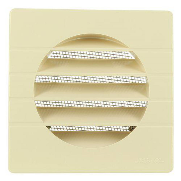 Grille de ventilation spécial façade pour tubes PVC avec moustiquaire - ⌀ 100 mm - Passage d'air 37 cm² - Beige
