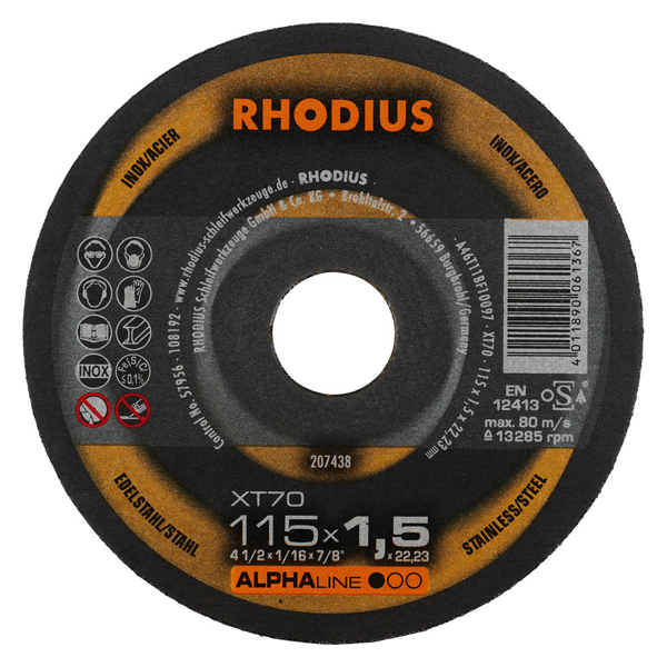 Disque à tronçonner pour acier XT70 Rhodius 115 x 1,5 x 22.23 mm 207438
