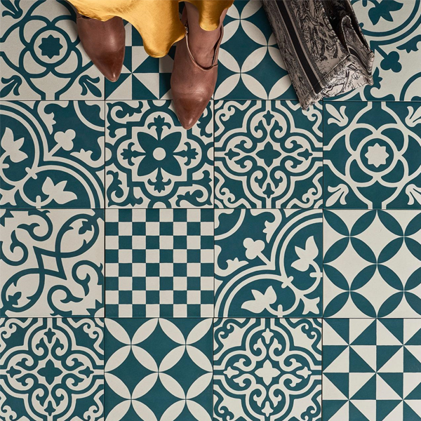 Carrelage intérieur sol et mur effet ciment Contrasti Decoro Mix - Ottanio - 20 CM x 20 CM - ép.10 MM