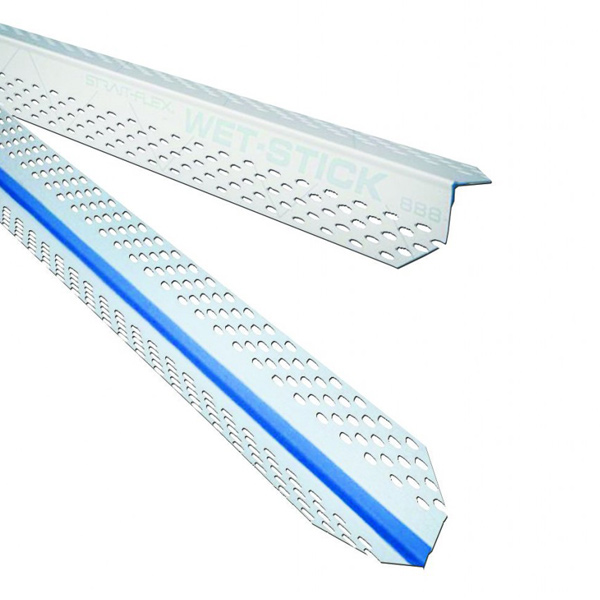 Cornière d'angle autocollante pour plaque de plâtre - Wet'Stick - profilé composite imprégné de colle - Longueur 3,05 M