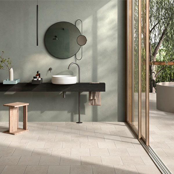 Carrelage effet pierre en grès cérame - Pietra D'Itria - 60,4 cm x 60,40 cm - ép. 8,2 mm - Sabbia