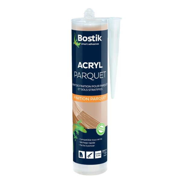 Mastic acrylique joint finition parquets sols stratifiés - Bostik - Chêne clair - Cartouche 300ml