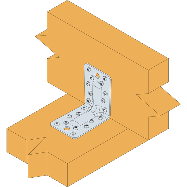 Équerre renforcée E2/2.5/7090 Simpson Strong-Tie - 90 x 90 mm - largeur 65 mm - ép. 2.5 mm