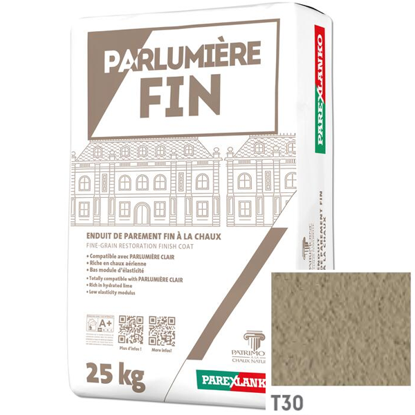 Enduit de parement à la chaux à grain fin Parexlanko Parlumière - Teinte T30 - Sac de 25 KG