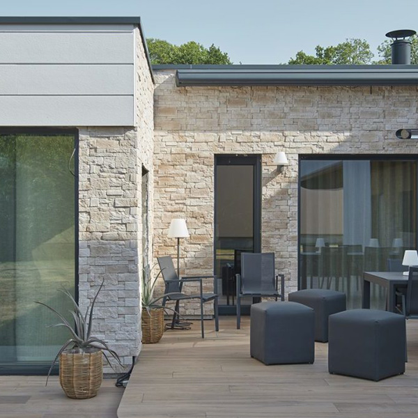 Parement mural en pierre reconstituée CUBIK - Ton pierre - L. 45 x h. 15 cm - épaisseur 2 - 4 cm