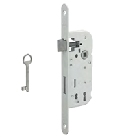 Serrure à encastrer et pêne dormant Thirard - NF - blanc - bouts ronds - une clé - axe 40 mm - entraxe 70 mm