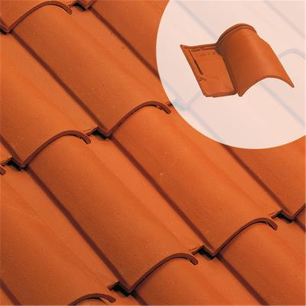 Tuile 1/2 pureau en terre cuite - Oméga 10 - Rouge