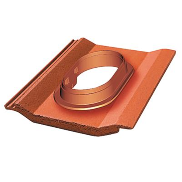 Tuile à douille béton pour système Durovent - Perspective - Rouge sienne - 42 x 33 cm