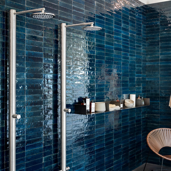 Faïence brillante effet Zellige - Look Glossy - 24,0 CM x 6,0 CM - ép. 10,00 MM - Blu