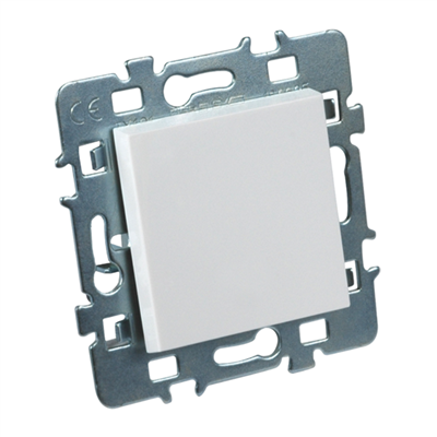 Interrupteur bouton poussoir sur support métal - 48 x 48 x 41 mm - ABS - Blanc brillant