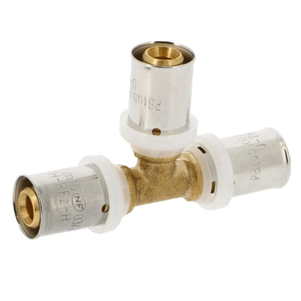 Raccord multicouche té égal à sertir pour tubes multicouches XR Ø16