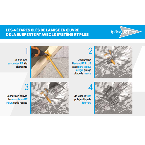 Suspente Knauf RT 24-28 pour comble aménagé ou perdu - isolant de 240 à 280 mm - boîte de 50