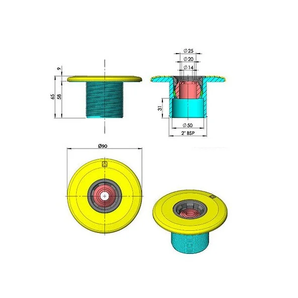 Bouche de refoulement pour piscine béton Astralpool Multiflow à jet orientable - ABS blanc - Ø 14, 20 ou 25 mm