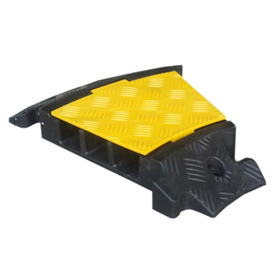 Angle passe-câbles de 30° - 3 canaux - 3 x Ø 46 mm - Caoutchouc - Jaune et noir