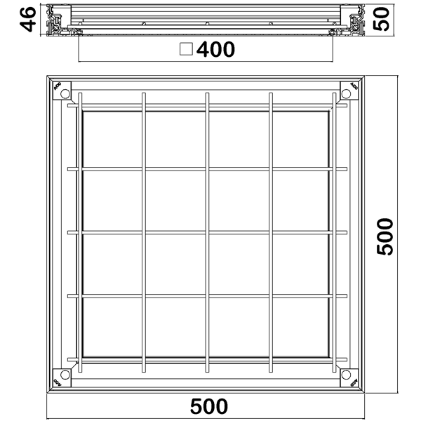 TRAPPE ACO UNIFACE ALUMINIUM 400X400MM H50MM L15 / 30KN